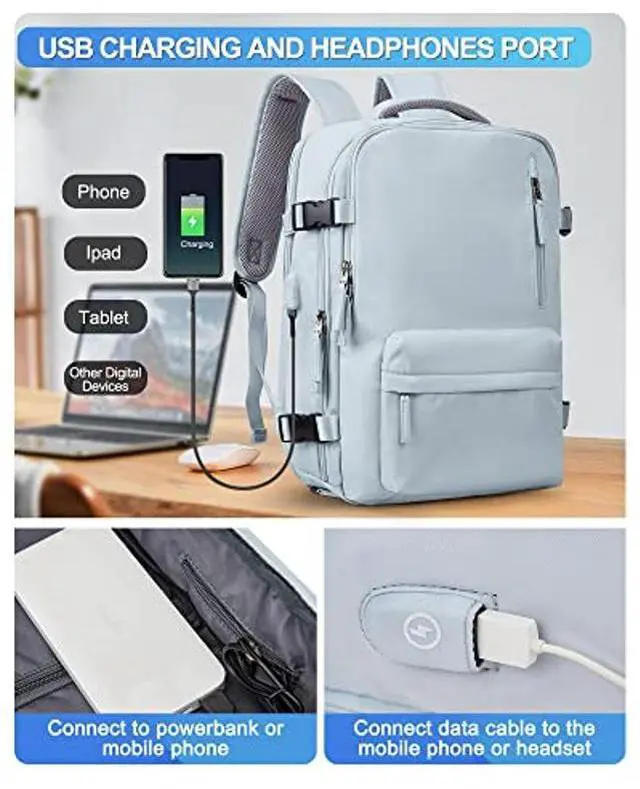 Alt view image 3 of 5 - VGCUB Large Travel Backpack Bag for Women Men,Carry on Backpack,17 Inch Laptop Business Work Waterproof Backpack with Laptop Compartment,Person Item Flight Approved,Mochila de Viaje,Blue