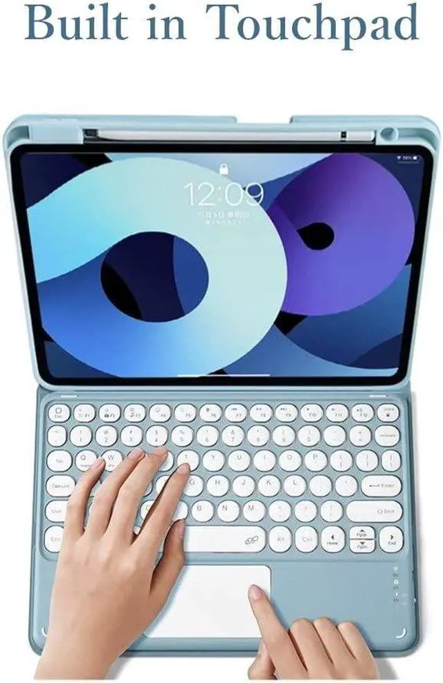 Alt view image 4 of 5 - kaitesi Keyboard Case Compatible with iPad Mini A17 Pro/iPad Mini 6th Generation Touchpad Detachable Keyboard Support Pencil Charging (Misty Blue)
