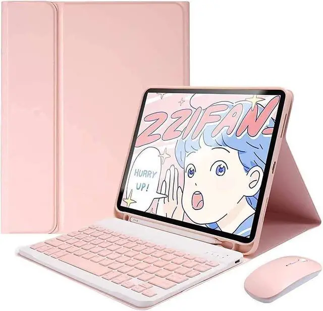 Alt view image 2 of 5 - YEEHi Color Keyboard for iPad 9th 8th 7th Generation iPad Air 3 Pro 10.5 Keyboard Case with Mouse Cute Detachable Removable Wireless Bluetooth Keyboard Cover (Pink)