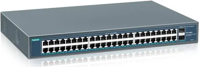 Main image of YuanLey 48 Port Gigabit PoE Switch Unmanaged with 2 1000Mbps SFP Uplink, 50 Port 802.3af/at 800W High Power PoE+ Network Switch, Metal Rackmount Power Over Ethernet Switch