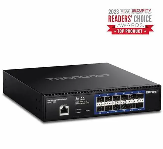 Alt view image 3 of 5 - TRENDnet 12-Port 10G Layer 2 Managed SFP+ Switch, TL2-F7120, 12 x 10G SFP+ Ports, 240Gbps, Ethernet Splitter, NDAA & TAA Compliant, Lifetime Protection, Black