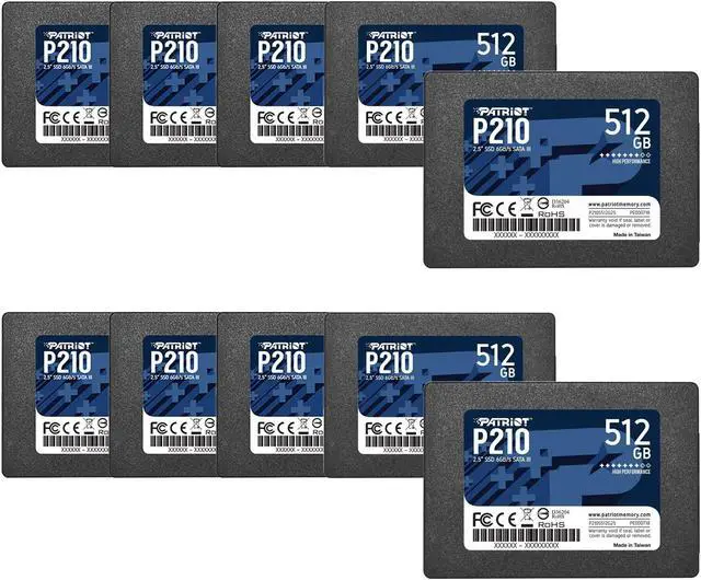 Main image of Patriot Memory P210 SATA 3 512GB SSD 2.5 Inch Internal Solid State Drive 10 Pack, Lot of 10 - P210S512G2510