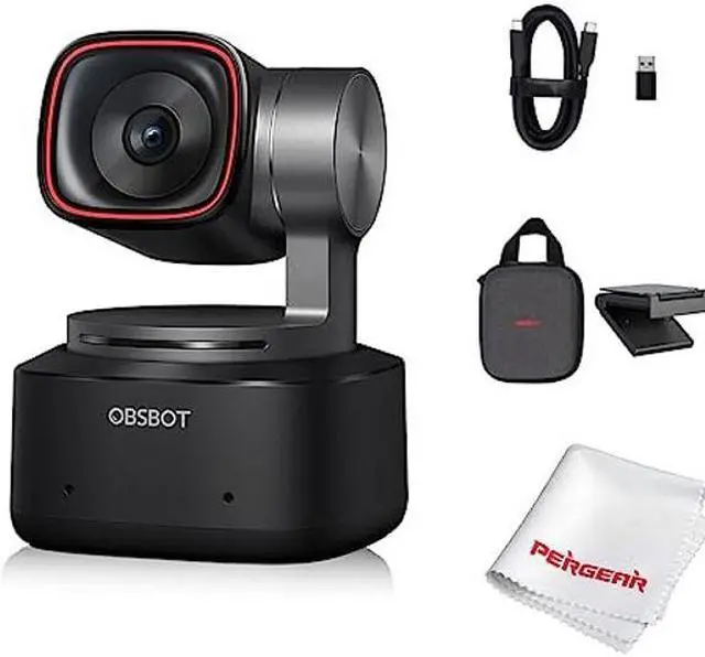 Main image of OBSBOT Tiny 2 AI-Powered PTZ 4K Webcam 1/1.5" CMOS 4X Faster Focusing USB 3.0 10x Faster Data Transmission Voice Control, W Cleaning Cloth