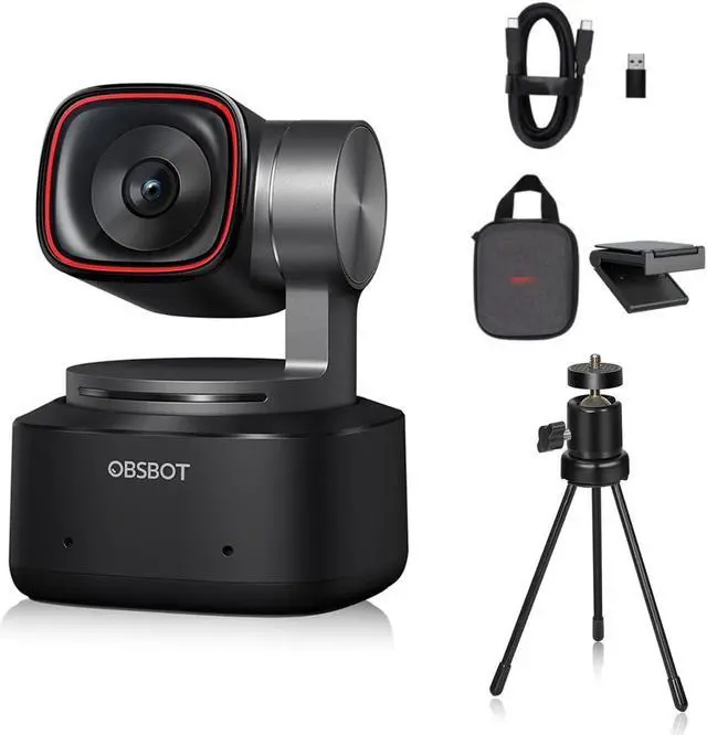 Main image of OBSBOT Tiny 2 AI-Powered PTZ 4K Webcam 1/1.5" CMOS 4X Faster Focusing USB 3.0 10x Faster Data Transmission Voice Control, W Table Mini Tripod
