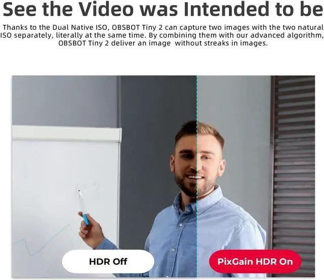 Alt view image 5 of 5 - OBSBOT Tiny 2 AI-Powered PTZ 4K Webcam 1/1.5" CMOS 4X Faster Focusing USB 3.0 10x Faster Data Transmission Voice Control, W Table Mini Tripod