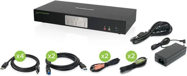 Main image of IOGEAR 2-Port Dual View DisplayPort KVMP Switch - 4K 60Hz - 2 DisplayPort In Per Channel - 2-Port USB 3.1 Hub 5Gbps - Keyboard Mouse Input - 7.1 HD Audio - Front Panel Selector - TAA Mac/Win - GCS1942