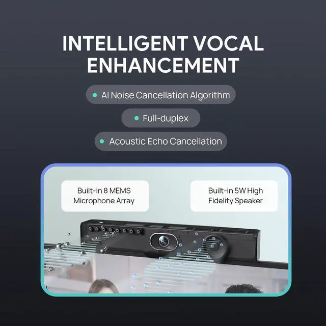 Alt view image 3 of 5 - Yealink 4K USB Video Conference Camera - 120deg Wide Angle, Microphone, Speaker, Auto Framing, for PC Meetings, Microsoft Teams & Zoom