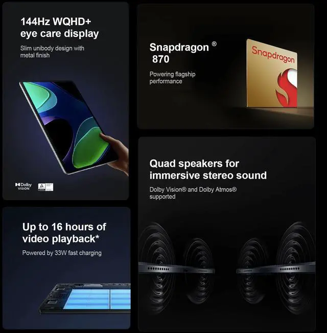 Alt view image 2 of 5 - Xiaomi Pad 6 WiFi Version 11" 144Hz 8840 mAh (No calls) Bluetooth 5.2 Four Speakers 13 Mp Camera (Gold 128Gb + 6Gb)