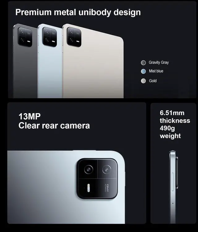 Alt view image 3 of 5 - Xiaomi Pad 6 WiFi Version 11" 144Hz 8840 mAh (No calls) Bluetooth 5.2 Four Speakers 13 Mp Camera (Gold 128Gb + 6Gb)