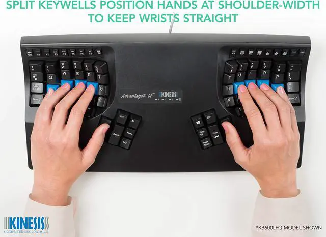 Alt view image 3 of 5 - KINESIS Advantage2 Quiet LF Ergonomic USB Keyboard (KB600LFQ)