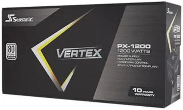 Alt view image 2 of 2 - Seasonic Vertex PX-1200-1200W - 80+ Platinum - ATX 3.0 & PCIe 5.0 Ready - Full-Modular - ATX Form Factor - Low Noise - 12 Year Warranty - Nvidia RTX 30/40 Super & AMD GPU Compatible