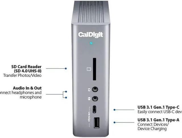 Alt view image 2 of 5 - CalDigit TS3 Plus Thunderbolt 3 Dock with 2 Meter Thunderbolt 4 Cable Bundle for Mac and Windows PC