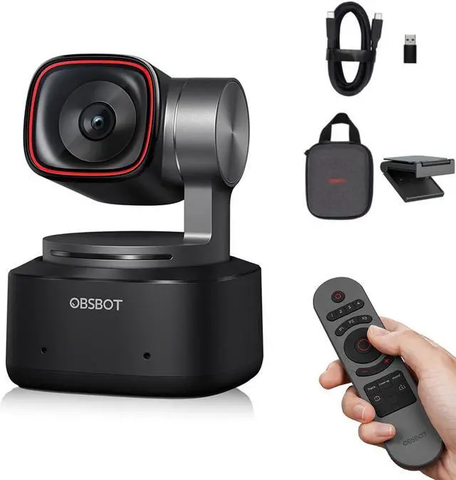 Main image of OBSBOT Tiny 2 AI-Powered PTZ 4K Webcam 1/1.5" CMOS 4X Faster Focusing USB 3.0 10x Faster Data Transmission Voice Control, W Tiny Smart Remote 2