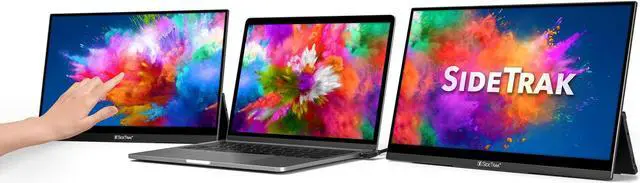 Main image of SideTrak Solo Pro Triple Touchscreen Portable Monitor for Laptop | 2 Freestanding 15.6 FHD 1080P LED Screens | Compatible with PC & Chrome | USB-C or HDMI | Speakers & HDR Mode