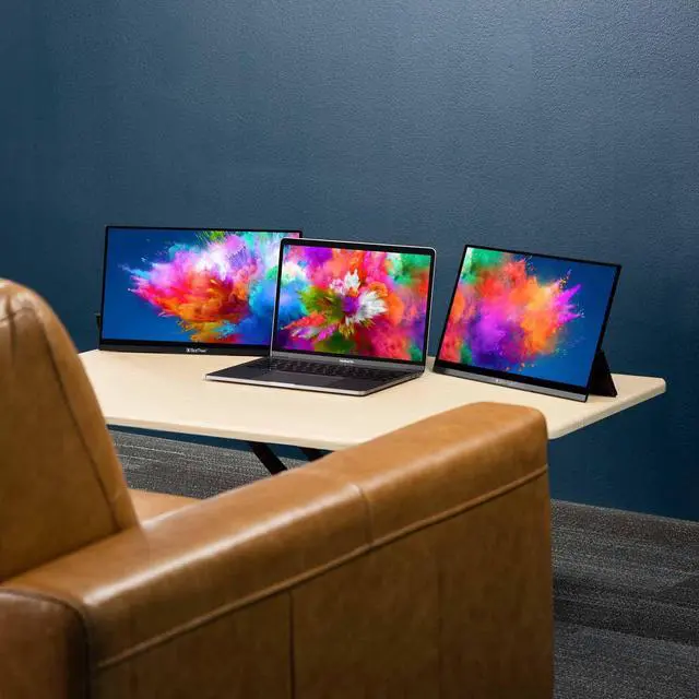 Alt view image 4 of 5 - SideTrak Solo Pro Triple Touchscreen Portable Monitor for Laptop | 2 Freestanding 15.6 FHD 1080P LED Screens | Compatible with PC & Chrome | USB-C or HDMI | Speakers & HDR Mode