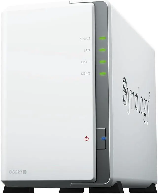 Main image of Synology DS223j 2-Bay Diskstation NAS (Realtek RTD1619B 4-Core 1.7 GHz 1GB DDR4 Ram 1xRJ-45 1GbE LAN-Port) 8TB Bundle with 2X 4TB WD Red Plus
