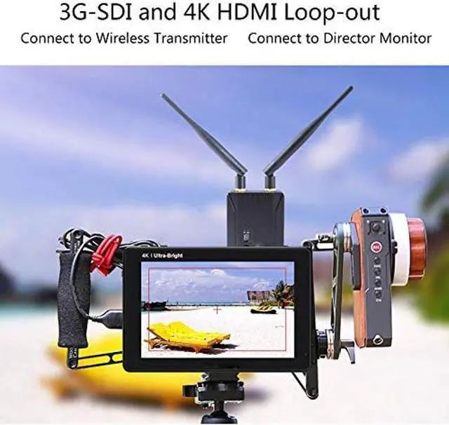 Alt view image 3 of 5 - On-Camera Video Field Monitor, 7 Inch IPS 3G-SDI 4K Full High Definition 1920x1200 DSLR Monitor, 2200nits 3D LUT Touching Screen with Swivel Arm for Mirrorless Camera, Camcorder, Video Camera