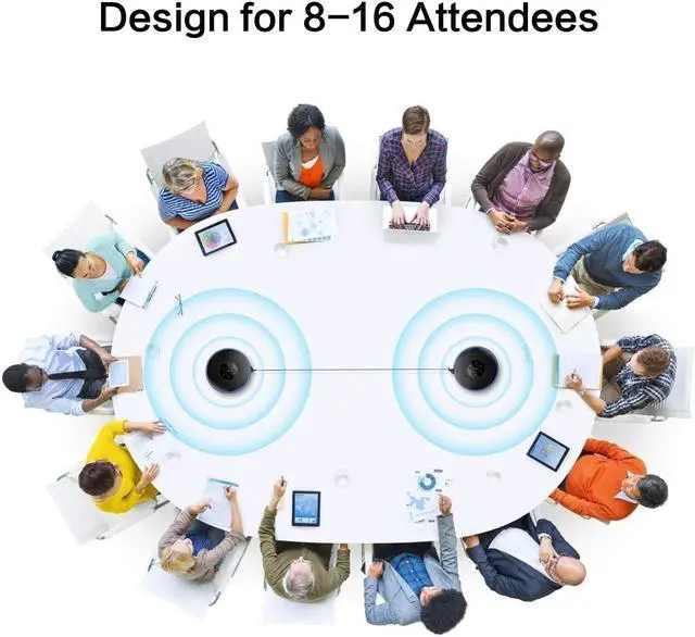 Alt view image 4 of 5 - EMEET Bluetooth Speakerphone -Daisy Chain/Use Alone up to 16 attendees, M220 Professional Wireless Speakerphone &HD Webcam 1080P, USB Webcam with Privacy Cover & 2 Noise