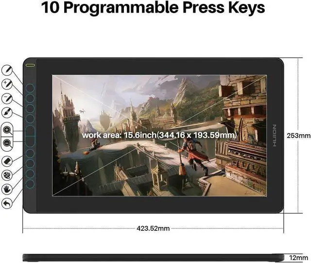 Alt view image 5 of 5 - 2021 HUION KAMVAS 16 Graphics Drawing Tablet and HUION 10 Pack Replacement Nibs PN05A and Huion Artist Glove