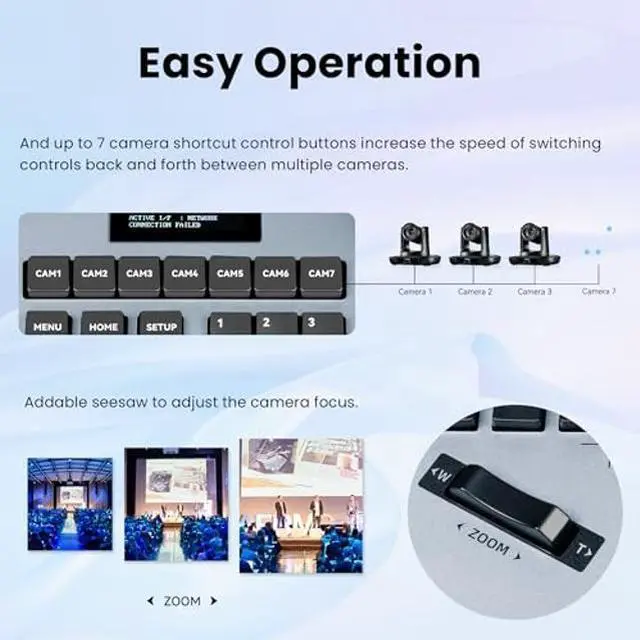 Alt view image 5 of 5 - iuZee PTZ Camera Keyboard Controller 4D Joystick PoE IP PTZ Controller with LCD Screen for Meeting Church Live Streaming Education RS422/RS485/RS232/RJ45, Support VISCA, PELCO-P, PELCO-D