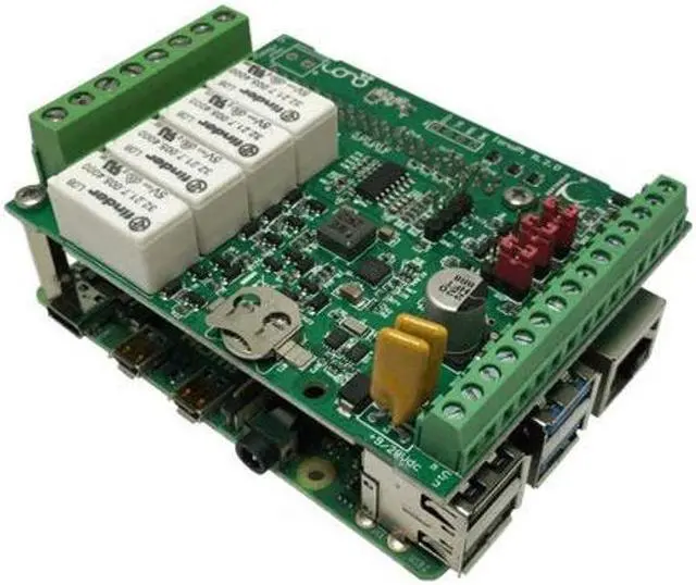 Alt view image 3 of 3 - Sfera Labs Iono Pi Pi4B 2GB - Raspberry Pi I/O Module - DIN-Rail Case, 4 relays, Analog/Digital Inputs, OC Outputs, TTL I/O, Wiegand, 1-Wire, Real Time Clock (RTC), Secure Element Chip