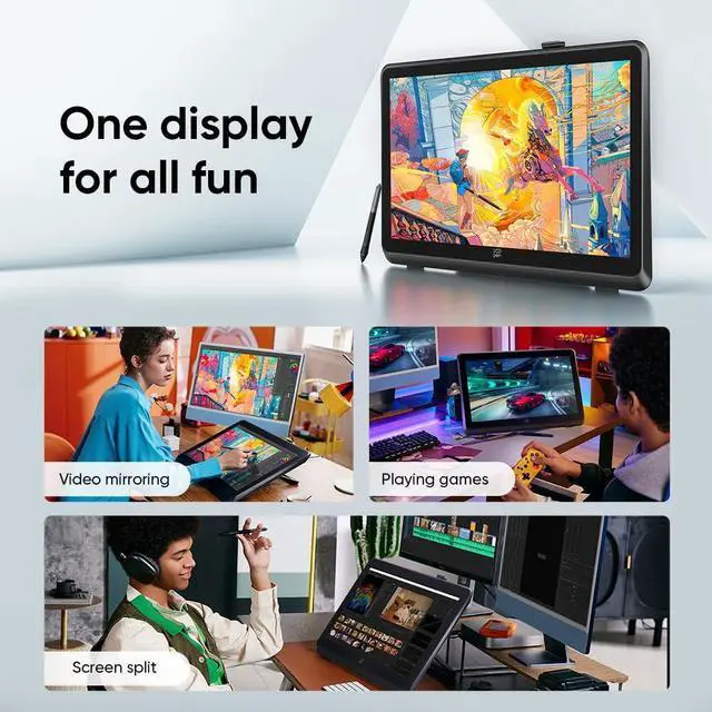 Alt view image 2 of 5 - XPPen Artist 22 Plus 130% sRGB Drawing Tablet with Screen, 16.7 Million Colors Art Tablet with 16384 Pressure Stylus, Full Laminated, Anti-Glare Display Computer Graphic Tablet (22 inch)