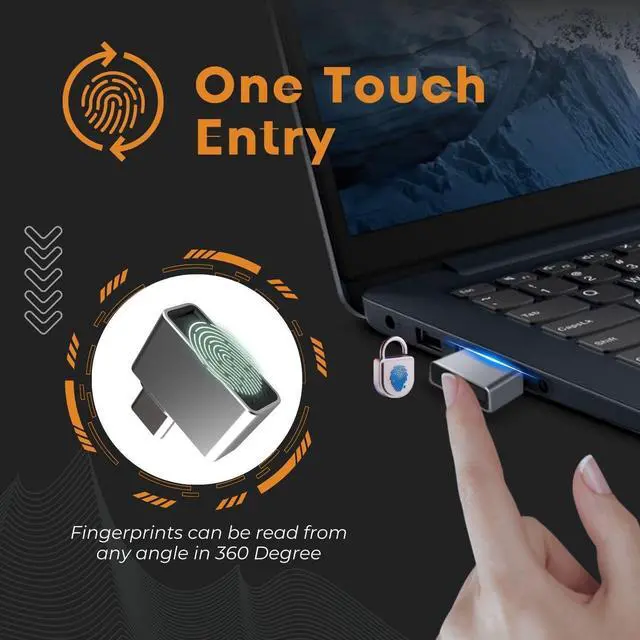Alt view image 3 of 5 - TNP Nano USB C Fingerprint Reader for Windows 10/11 Hello - USB Type C Security Key Biometric Scanner Sensor Dongle Module for Instant Access, Password-Free Login, Sign-in, Lock, Unlock PC & Laptops
