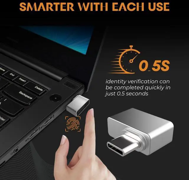 Alt view image 4 of 5 - TNP Nano USB C Fingerprint Reader for Windows 10/11 Hello - USB Type C Security Key Biometric Scanner Sensor Dongle Module for Instant Access, Password-Free Login, Sign-in, Lock, Unlock PC & Laptops