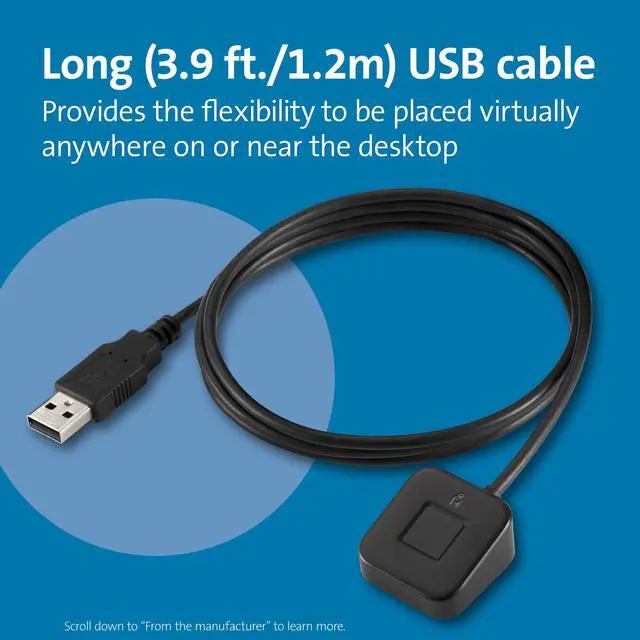 Alt view image 4 of 5 - Kensington VeriMark Desktop USB Fingerprint Key Reader - Windows Hello, FIDO U2F, FIDO2 (K62330WW)