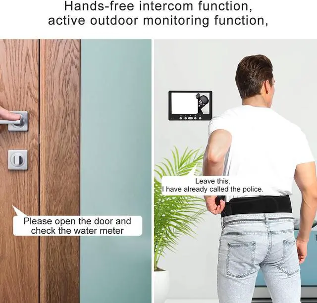 Alt view image 4 of 5 - Video Intercom System, 7 Inches Video Doorbell Door phone System, Wired Video Door Phone HD Camera kits Dual-way Intercom for Villa House Office Apartment 1-IR camera 2-LCD color monitor