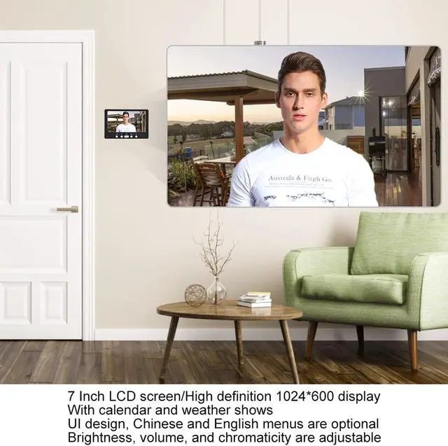 Alt view image 5 of 5 - Video Intercom System, 7 Inches Video Doorbell Door phone System, Wired Video Door Phone HD Camera kits Dual-way Intercom for Villa House Office Apartment 1-IR camera 2-LCD color monitor