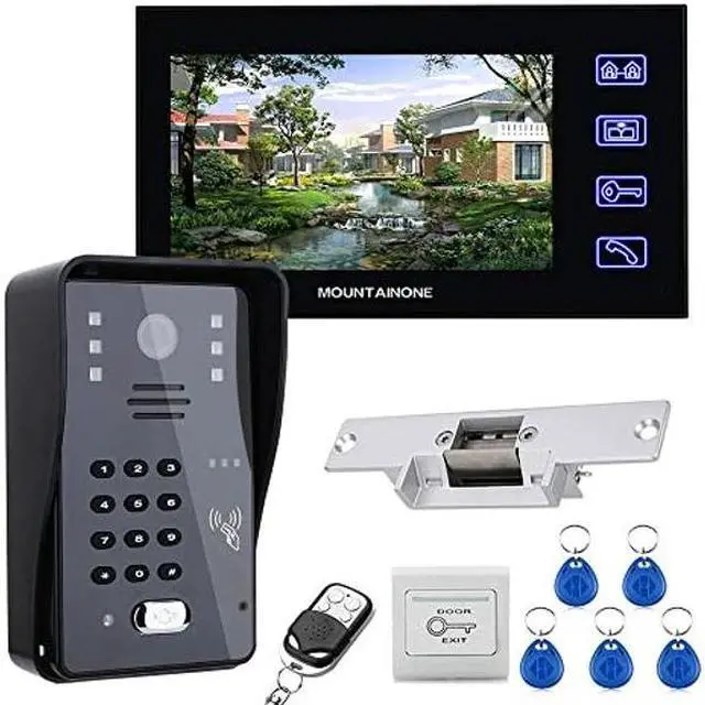 Main image of Touch Key 7 Lcd RFID Password Video Door Phone Intercom System Kit+ Electric Strike Lock+ Wireless Remote Control unlock