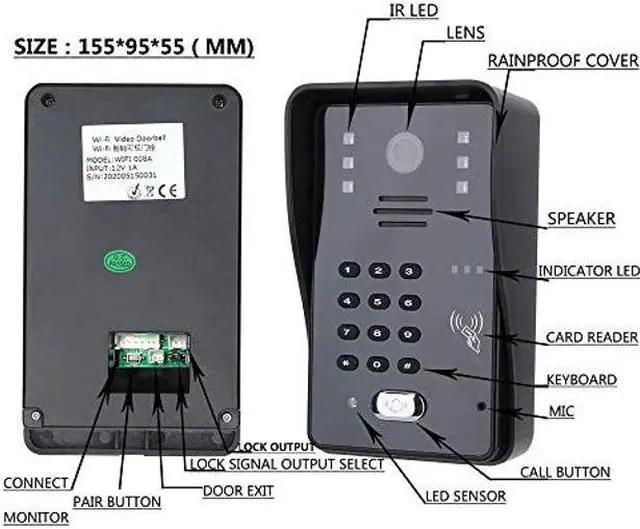 Alt view image 4 of 5 - Touch Key 7 Lcd RFID Password Video Door Phone Intercom System Kit+ Electric Strike Lock+ Wireless Remote Control unlock