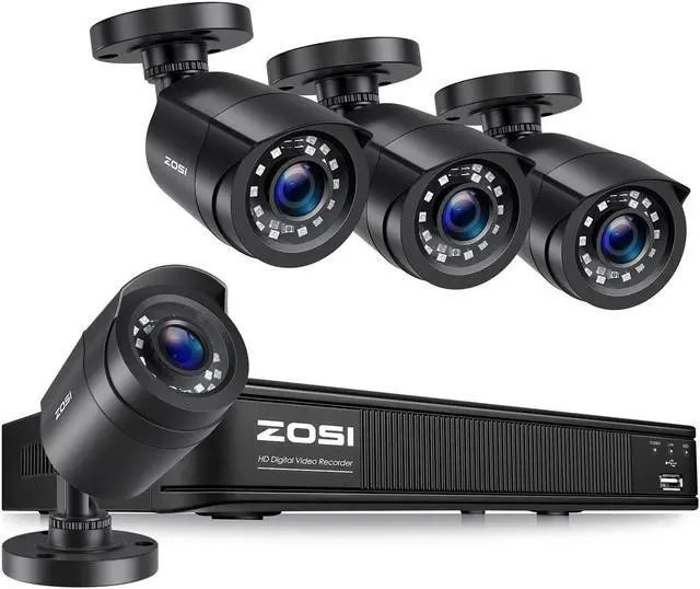 Main image of ZOSI H.265+ 3K 5MP Lite AI Home Security Camera System with Human Vehicle Detection, 8 CH CCTV DVR and 4 x 1080p Bullet Camera Outdoor Indoor, 80ft Night Vision, Remote Access, Motion Alerts (No HDD)