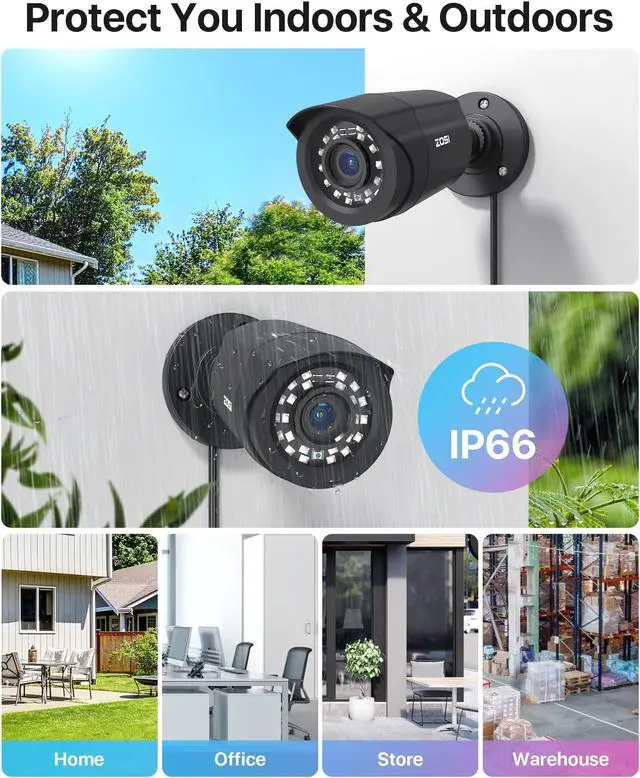 Alt view image 2 of 5 - ZOSI H.265+ 3K 5MP Lite AI Home Security Camera System with Human Vehicle Detection, 8 CH CCTV DVR and 4 x 1080p Bullet Camera Outdoor Indoor, 80ft Night Vision, Remote Access, Motion Alerts (No HDD)
