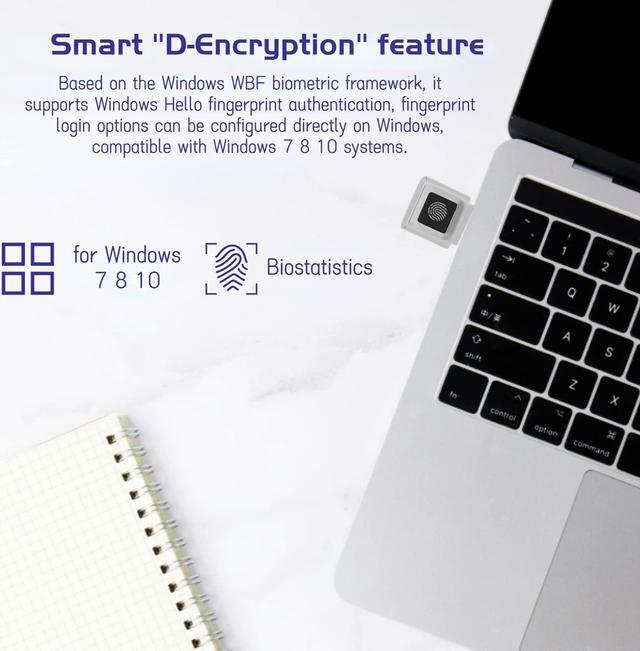 Alt view image 5 of 5 - USB Fingerprint Reader Mini Fingerprint Scanner PC Dongle Windows Hello Fingerprint Reader for PC Laptop 360 Degree Touch Speedy Matching Biometric Portable USB Fingerprint Logger for Windows 10/11