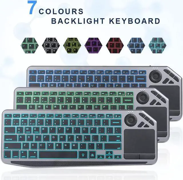 Main image of 2.4G Wireless TV Keyboard with Touchpad, Ultra Slim 7-Colors Backlit Bluetooth Keyboard, Portable Rechargeable Keyboard for Smart TV, iOS iPhone/IPad/IPad Pro, Samsung Android Tablets, Windows