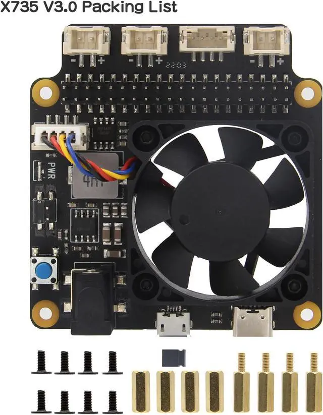 Main image of Geekworm for Raspberry Pi 4B/3B+/3B, X735 V3.0 Power Management with Safe Shutdown & PMW Cooling Fan Expansion Board + 20W Type-C 5V 4A Power Adapter Compatible with Raspberry Pi 4 Model B