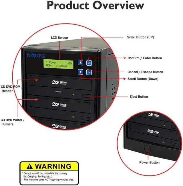 Alt view image 3 of 5 - PlexCopier 24X SATA 1 to 5 CD DVD M-Disc Supported Duplicator Writer Copier Tower with Free DVD Video Copy Protection