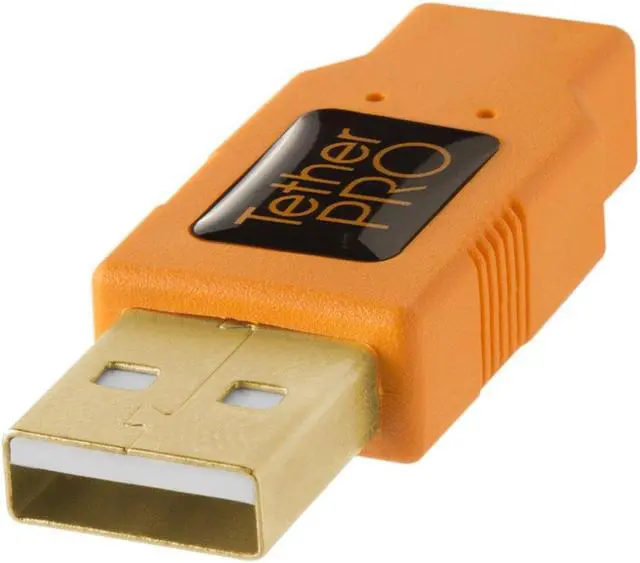 Alt view image 3 of 4 - Tether Tools TetherPro USB 2.0 to USB Micro-B 5-Pin Cable | for Fast Transfer Between Camera and Computer | High Visibility Orange | 15 Feet (4.6 m)