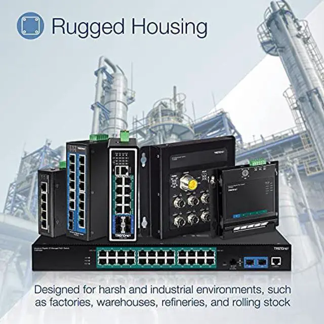 Alt view image 3 of 5 - TRENDnet 8-Port Hardened Industrial Unmanaged Gigabit PoE+ DIN-Rail Switch, TI-PG80, 200W Full PoE+ Power Budget, 16 Gbps Switching Capacity, IP30 Rated Network Switch, Lifetime Protection, Black