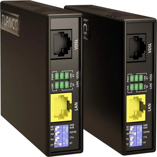 Main image of Ethernet Extender Kit Tupavco TEX-100 Over Phone Line or CAT5/CAT6 Cable Range up to 7000ft (Pair of 2pc) LAN Network Extension over Twisted Copper Wire or RJ45 -VDSL Broadband Repeater Booster Bridge