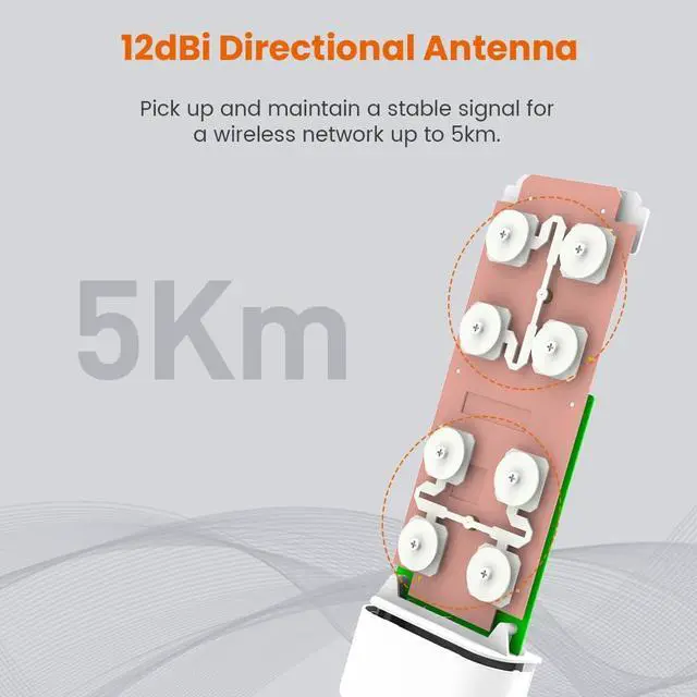Alt view image 2 of 5 - Tenda 2.4GHz Outdoor Long-Range CPE | 12dBi, 5km+ | Point to Point Wireless Bridge | AP/Station/WISP/P2MP/WDS Repeater/Router | 6KV Lightning Protection. (O3)