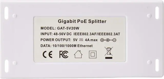 Alt view image 3 of 5 - GAT-5V20W - PoE+ to 5 Volt DC Splitter with Divided Ethernet Data
