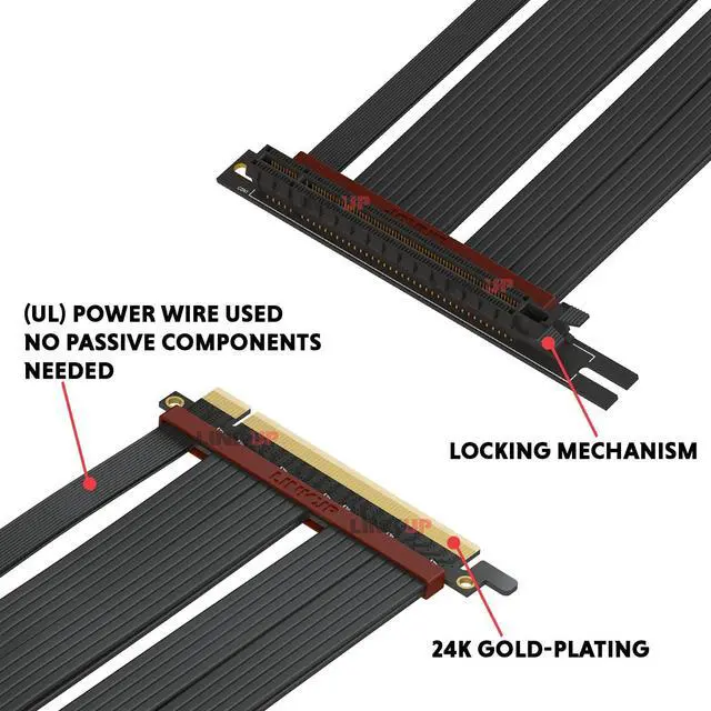 Alt view image 2 of 5 - LINKUP - Extreme4+ PCIe 4.0 X16 Riser Cable [RTX4090 RX6950XT x570 Z690 Tested] Twinax Shielded High-Speed Vertical Mount Gaming PCI Express Gen4Universal 90 Degree Socket (60cm)