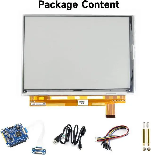 Alt view image 2 of 5 - Waveshare 9.7inch E-Ink Display HAT Compatible with Raspberry Pi4B/3B+/3B/2B/B+/A+/Zero/Zero W/WH/Zero 2W 1200x825 Resolution IT8951 Controller USB/SPI/I80 Interface Supports Partial Refresh