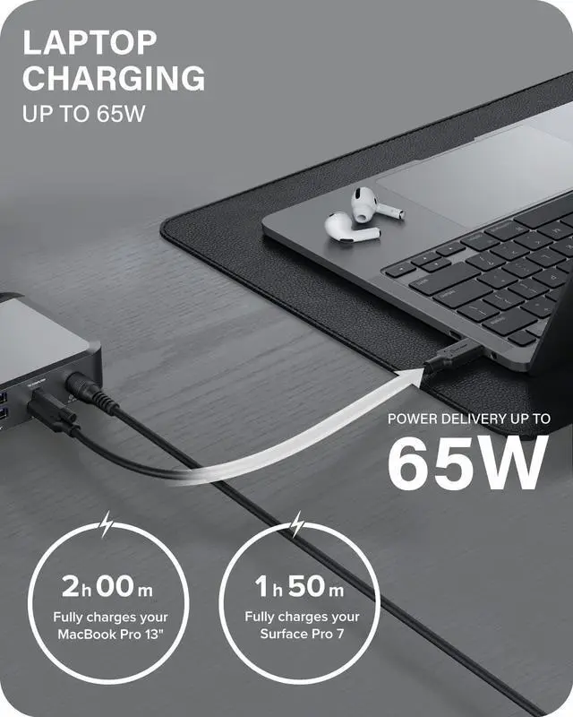Alt view image 4 of 5 - Alogic MX2 USB-C Dual Display DP Alt. Mode Docking Station - with 65W Power Delivery
