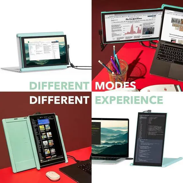Alt view image 5 of 5 - Duex Lite New Mobile Pixels Portable Monitor (2023 Upgraded), 12.5" Full HD IPS Laptop Screen Extender, USB C/HDMI Powered Plug and Play,Windows/Mac/Android/Switch Compatible (Jadeite Green)