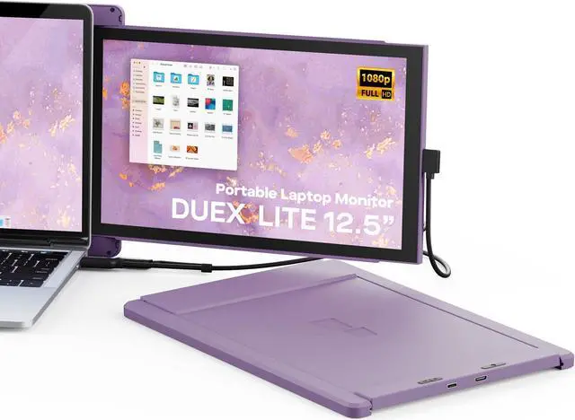 Main image of New Mobile Pixels Duex Lite Portable Monitor for Laptops(2023 Upgraded), 12.5" Full HD IPS Laptop Screen Extender, USB C/HDMI Powered Plug and Play, Windows/Mac/Android/Switch Compatible (Misty Lilac)