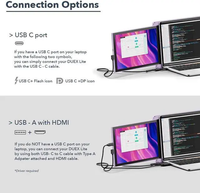 Alt view image 4 of 5 - New Mobile Pixels Duex Lite Portable Monitor for Laptops(2023 Upgraded), 12.5" Full HD IPS Laptop Screen Extender, USB C/HDMI Powered Plug and Play, Windows/Mac/Android/Switch Compatible (Misty Lilac)